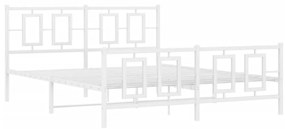 374311 vidaXL Cadru de pat metalic cu tăblie, alb, 160x200 cm