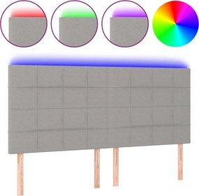 vidaXL Tăblie de pat cu LED, gri deschis, 200x5x118/128 cm, textil
