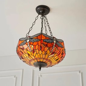 Endon 64076 - Lustru suspendat pe lanț Tiffany DRAGONFLY 3xE27/60W/230V Ø 41 cm