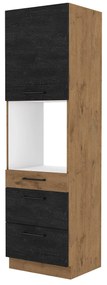 Dulap de bucătărie pentru alimente pentru cuptor Virion 60 DPS 210 3S 1F (Stejar lancelot + lemn închis). 1046326