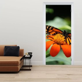 Fototapet pentru ușă - Fluture și floare (95x205cm)