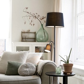 Lampă de podea clasică neagră cu abajur negru și lampă de citit - Retro