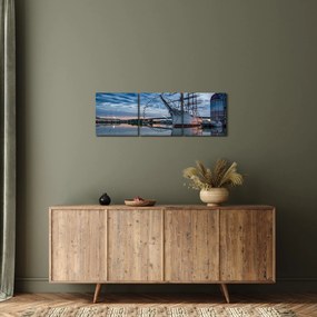 Tablou cu barcă cu pânze (cu ceas) (90x30 cm)