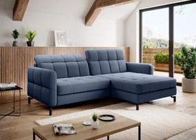 Canapea extensibila cu spatiu pentru depozitare, 225x105x160 cm, Lorelle R03, Eltap (Culoare: Albastru inchis texturat / Solar 79)