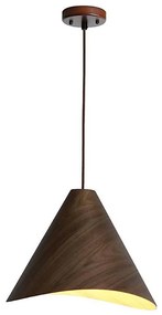 Lustră suspendată din lemn pe cablu 1xE27/60W/230V Ø 45 cm, lemn masiv/nuc/lemn de cauciuc (hevea)