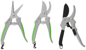 Outsunny Set de 3 foarfece pentru grădină, set de tăiere pentru grădinărit, cu lamă ascuțită, din metal și aluminiu, argintiu negru | Aosom Romania