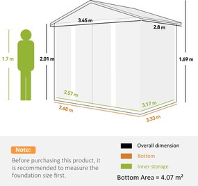 Outsunny Magazie de Gradina, Suport pentru Unelte din Otel cu Usi Glisante si Orificii de Aerisire, 196x236x208 cm, Maro | Aosom Romania