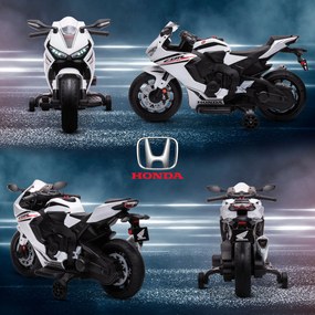 HOMCOM Motocicletă Electrică pentru Copii cu Baterie Reîncărcabilă de 6V, Viteză 3 km/h și Muzică, 90x44x52 cm, Alb | Aosom Romania