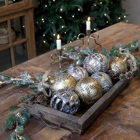 Tavă decorativă din lemn reciclat cu mânere metalice, H7/L49/W26 cm, "Grimaud"