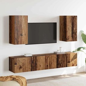 vidaXL Set comodă TV 4 pcs Lemn vechi 160 x 30 x 30 cm Lemn compozit