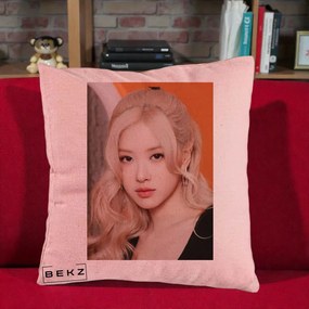 Perna Personalizata K-pop BLACKPINK cu Funda Rosie, 40x40 cm, Roz, Husa Detasabila, Perna Inclusa, BEKZ®
