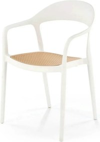 Scaun de gradina K530, stejar/alb, polipropilena, 57x52x80 cm