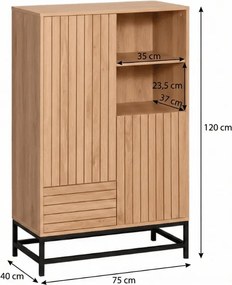 Comoda inalta VALMOR 120x75 cm, decor stejar