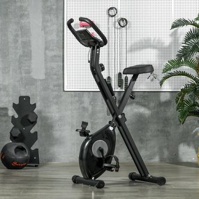 HOMCOM Bicicletă Statică Pliabilă cu 8 Nivele de Rezistență Magnetică Ecran LCD și Șea Reglabilă 43x85x109cm Negru | Aosom Romania