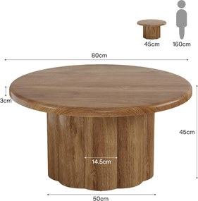 Masuta de cafea rotunda, 80 cm, masa canapea Maro - MCM9