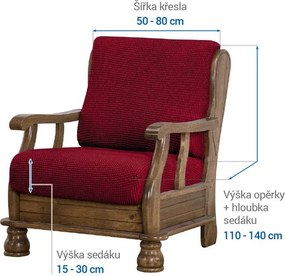 Nueva Textura Huse care se întind foarte bine NIAGARA bordo fotoliu cu manere de lemn (l. 50 - 80 cm)