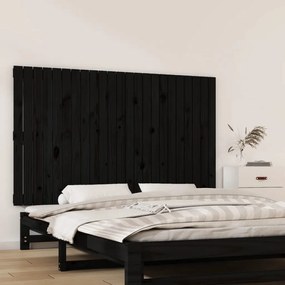 824897 vidaXL Tăblie de pat pentru perete, negru, 147x3x90 cm, lemn masiv pin