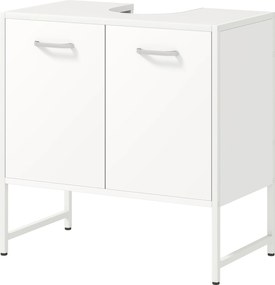 HOMCOM Dulap pentru sub lavoar, mobilier de baie cu 2 uși cu închidere lentă și raft reglabil, alb | Aosom Romania