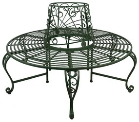 Banca de gradina, verde, din metal, aspect vintage