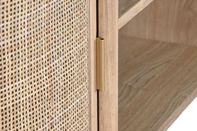 Comoda TV natur , din lemn de cauciuc si rattan „Rustic Elegance”