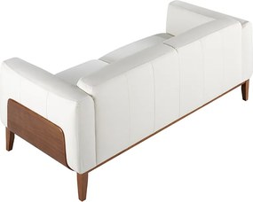 Canapea 3 locuri eleganta tapitata in piele alba, design LUX Arawan