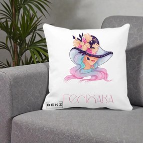 Perna Personalizata Zodie Fecioara, 40x40 cm, Alba Mata, Husa Detasabila, Perna Inclusa, BEKZ®