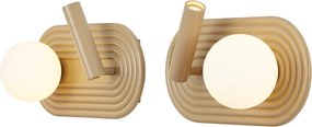 Set de 2 aplice de perete retro Taupe cu LED reglabil în 3 trepte și USB-C - Lila