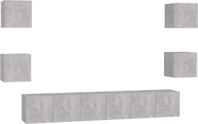 vidaXL Set de dulapuri TV, 7 piese, gri beton, lemn prelucrat