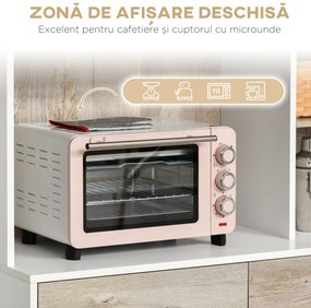 HOMCOM Bufet de Bucătărie Spațios, Dulap cu Sertare și Uși, Design Modern, 100x39x180 cm, Alb și Lemn Natural | Aosom Romania