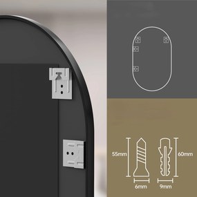 Oglinda ovala de perete OLVANI 80x40 cm cu rama neagra