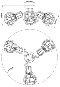 Spot CLASTRA 3xE27/40W/230V Globo 15388-3D
