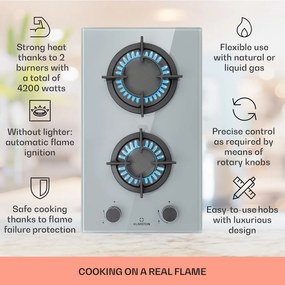 Klarstein Firetale, plită cu gaz, 2 arzătoare, arzătoare din aluminiu, gaz natural/propan