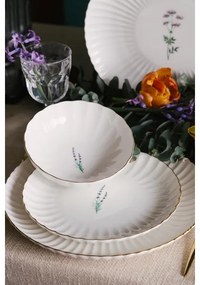 Set veselă 27 piese, porțelan, alb/auriu