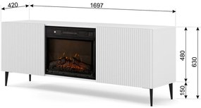 Masă TV cu bioșemineu FPB 2D 170 C Rowanna (alb). 1125093