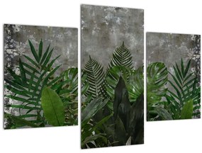 Tablou - Zid de beton cu plante (90x60 cm)