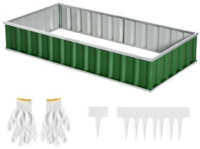 Outsunny Pătrat de grădină de grădină modulabil, montare fără unelte, mănuși incluse 174 x 90 x 30 cm oțel galvanizat verde | Aosom Romania