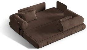 Canapea maro extensibilă cu tapițerie din catifea 206 cm Kemi – Cosmopolitan Design