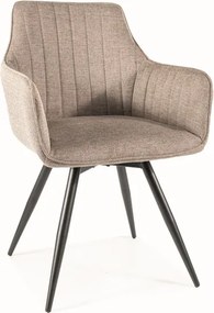 Scaun de dining capitonat VILKO, negru/bej