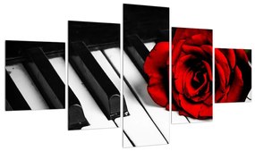 Tablou trandafirul și pian (125x70 cm), în 40 de alte dimensiuni noi