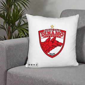 Perna Personalizata FC Dinamo Bucuresti 1948 Fotbal, 40x40 cm, Alb Pufos, Husa Detasabila, Perna Inclusa, BEKZ®