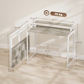 HOMCOM Masă Pliabilă Economisitoare de Spațiu cu Suport Detasabil pentru Monitor, 100x48x87,5 cm, Masă Portabilă pentru Birou, Casă și Studio, Culoare Lemn | Aosom Romania