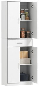 HOMCOM Dulap de bucătărie modern cu dulapuri cu uși, rafturi reglabile și sertar, 60 x 35 x 180 cm, alb | Aosom Romania