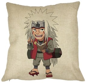 Perna Decorativa cu Naruto Jiraiya, 40x40 cm, Husa Detasabila, Burduf