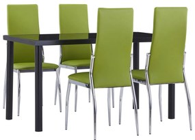 Set mobilier de bucatarie, 5 piese, verde, piele ecologica Verde, 5