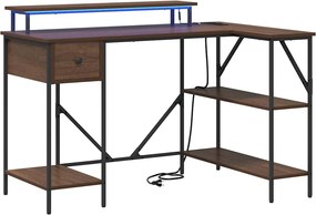 vidaXL Birou cu sertar Stejar închis 120 x 79 x 86,5 cm Lemn compozit