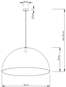 Lustră pe cablu SFERA 1xE27/60W/230V d. 50 cm alb/cupru