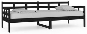 820366 vidaXL Pat de zi, negru, 80x200 cm, lemn masiv de pin