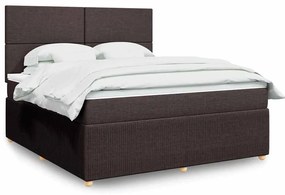 vidaXL Pat continental cu saltea maro închis 180x200cm material textil