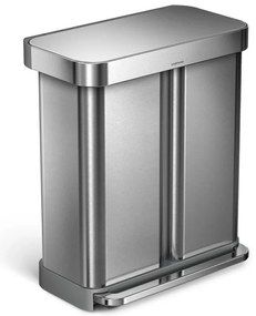Simplehuman Coș de gunoi cu pedală pentru sortareadeșeurilor, 58 l, oțel periat, FPP