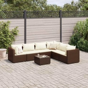 vidaXL Set mobilier de grădină cu perne, 7 piese, maro, poliratan
